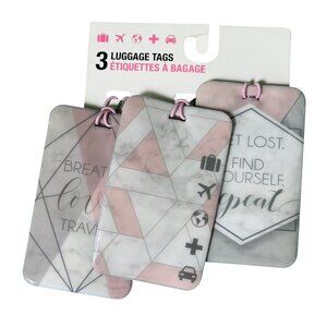 Mytagalongs Pastel Marble Travel Luggage Tags Set Inspirational Quotes & Symbols